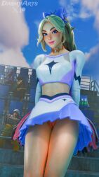 3d blonde_female blonde_hair blonde_hair blonde_hair_female cheerleader cheerleader_outfit cheerleader_uniform dashyarts epic_games female female_focus fortnite fortnite:_battle_royale freckles freckles_on_face hael_(fortnite) hair_ornament haylee_skye_(fortnite) light-skinned_female light_skin lipstick looking_at_viewer midas_(fortnite) neckwear no_panties no_panties_under_skirt outlaw_midas pawline_(fortnite) pink_lipstick ponytail purple_eyes pussy shaved_crotch shaved_pussy skirt standing tagme vagina