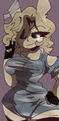1girl 1girls big_breasts blue_dress bunny_(piggy) dress fingerless_gloves furry furry_female gloves hand_on_hip laurence_loll old_art piggy_(game) roblox roblox_game solo solo_female source_request tagme thick_thighs thigh_highs thighhighs
