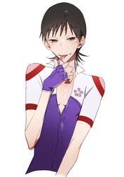 black_hair cum cum_in_mouth cum_on_body facial licking looking_at_viewer male male_only midousuji_akira naughty_face smile solo tongue yowamushi_pedal