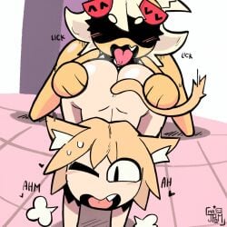 2d 2d_(artwork) 2girls anthro anthro_on_anthro anthro_only ass_up bed blush duo fangs feline female female_only fully_nude fully_nude_female hair_ornament indoors lesbian lesbian_sex mrjpam18 neco-arc nude nude_female oral oral_sex rimming sectaria_(mrjpam) sex steamy_breath tongue tongue_out tsukihime type-moon yuri