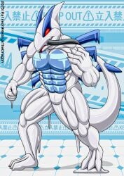 bound dragon drone encasement generation_2_pokemon goo_transformation hi_res latex legendary_pokemon lugia male mask muscular mythological_creature mythological_scalie mythology nintendo pokemon pokemon_(species) scalie struggling transformation