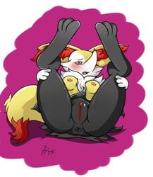 anthro anus blush braixen breasts clitoris female furry hound_wolf invitation legs_up nintendo nipples paws pokémon_(species) pokemon pokemon_(species) pussy solo tail