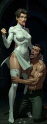 ai_generated ai dominant_female domination dungeon mistress anissa anissa_(invincible) invincible_(tv_series) invincible pussy_licking kneeling oral viltrumite viltrumite_uniform male_slave slave