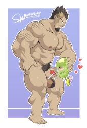 balls ballsack bara bean beefereater blowjob closed_eyes cock cock_sucking cum cum_in_mouth cum_swallow cum_swallowing daddy dick dick_sucking duel_monster feet full_body genital_fluids genitals giese_hunter grin grinning hair_on_balls hairy hairy_arms holding_cock holding_dick holding_penis human human_male jerry_beans_man looking_down male male/male male_only muscle muscles muscular muscular_male nipple nipples penis penis_in_mouth penis_sucking size_difference standing sucking_cock sucking_dick sucking_penis swallowing_cum trapper yu-gi-oh! yu-gi-oh!_gx