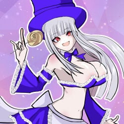 2d artist_request bare_midriff bare_shoulders big_breasts breasts bustier busty capcom capcom_fighting_evolution capcom_fighting_jam cleavage crop_top female female_focus female_only hourglass_figure ingrid_(capcom) lollipop long_hair midnight_bliss miniskirt navel pale-skinned_female pale_skin red_eyes silver_hair skirt street_fighter street_fighter_6 tagme wide_hips