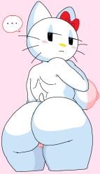 1girl 1girls alternate_version_available anthro ass back bangle big_ass big_breasts black_eyes blush blush_stickers bow bracelet breasts cassettedream cat_girl closed_mouth completely_nude completely_nude_female dream-cassette eyeshadow felid feline female female_only from_behind furry furry_female hair_bow half-closed_eyes hello_kitty hello_kitty_(character) hello_kitty_(series) hoshime huge_ass huge_breasts kitty_white large_breasts looking_at_viewer looking_back makeup naked naked_female nipples nude nude_female o-ring pussy red_bow simple_background solo solo_female tail thick_thighs thighs whiskers white_fur wide_hips