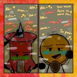 1boy 1boy1girl 1girl 1girls anthro battle_for_dream_island blowjob brown_tentacles coinpin coiny coiny_(bfdi) fellatio fuzzy_fluffs object_show object_shows pin_(bfdi) tentacle_penis
