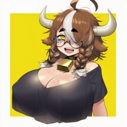 1girl 1girls 2026 2d 2d_(artwork) 2d_artwork ai ai-created ai_art ai_assisted ai_generated animal_ears animal_humanoid bangs bare_shoulders big_breasts big_thighs black_shirt blush blushing braid braided_hair braids breasts breasts_bigger_than_head brown_hair bust bust_portrait choker cleavage cow_ears cow_girl cow_horns cowbell curvy curvy_body curvy_female curvy_figure digital_art digital_drawing digital_drawing_(artwork) digital_media digital_media_(artwork) digital_painting_(artwork) exposed_shoulders eyebags female female_focus female_only freckles freckles_on_breasts freckles_on_face freckles_on_shoulders glasses hair hikikomori horns huge_breasts humanoid humanoid_female kemonomimi large_breasts messy_hair milf milf_body millie_(sugartwist) monster_girl multicolored_hair neet neet_girl nipple_bulge nipple_outline oc original original_art original_artwork original_character original_characters otaku pale pale-skin pale-skinned_female pale_skin pale_skinned_female shirt short_hair shortstack solo solo_female solo_focus sugartwist thick thick_ass thick_butt thick_eyebrows top_heavy twin_braids twinbraids upper_body white_bangs white_hair yellow_eyes