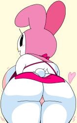 1girl anthro ass ass_focus back backboob bare_shoulders bent_over big_ass big_breasts black_eyes blush blush_stickers bow breasts bunny_ears bunny_girl bunny_tail cassettedream cleavage clothing dream-cassette dress female female_only from_behind furry furry_female hood hoshime huge_ass huge_breasts lagomorph large_breasts leaning_forward looking_at_viewer looking_back microskirt my_melody onegai_my_melody open_mouth pink_bowtie pink_dress pink_hood pink_skirt presenting pussy rabbit rabbit_ears rabbit_girl rabbit_tail sanrio sideways_mouth simple_background skirt smile solo solo_female tail tail_through_clothes thick_thighs thighs upskirt white_fur wide_hips