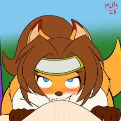 animated anthro asami_(atfs) asami_the_furry_samurai blowjob blush drool drool_string hands_on_thighs human_on_anthro large_breasts looking_pleasured mcnuggetronis nude nude_anthro nude_female pov pov_eye_contact pov_male saliva_bubble sword tagme video