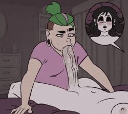 1futa 1girls 2d ahe_gao all_the_way_to_the_base big_cock big_penis black_hair blowjob blowjob_face blush breasts clothed_female_nude_futa clothing cock_hungry deepthroat devouring_cock fellatio female female_focus futa_on_female futa_with_female futanari gif goth_futa gothie_(daredemon7000) green_hair half-closed_eyes human indoors intersex kostos_art large_penis larger_female light-skinned_female light-skinned_futa light_skin long_hair long_penis loop looping_animation nude open_mouth oral oral_penetration oral_sex pale_skin penis penis_in_mouth ponytail saliva short_hair sucking sucking_penis taylor_(kostos) taylor_(kostos_art) throat_penetration veiny_penis