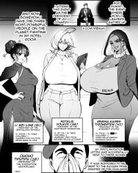 3girls adult_female armpits beauty_mark big_breasts black_and_white chinese_clothes chinese_female dark-skinned_female gay gay_male hair_ornament height_difference hoop_earrings huge_ass huge_breasts implied_cheating long_hair manga_style massive_breasts medium_hair meme milf oc older_female origin original_character pearl_necklace queen_of_spades rienia russian_female small_breasts tattoo thick_ass thick_thighs visible_cleavage