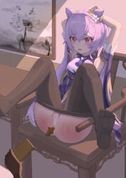 absurdres anal anal_object_insertion genshin_impact highres keqing_(genshin_impact) non-web_source object_insertion pussy restrained scat spanked spanking wangguan_ord