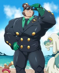 bara bulge buneary drampa flaccid hairbun hairpin jijilong maldu male male_only manbun mimitol muscat_(pokemon) muscles muscular nintendo pokemon pokemon_legends:_z-a sideburns solo solo_male sunglasses vinnie_(pokemon)