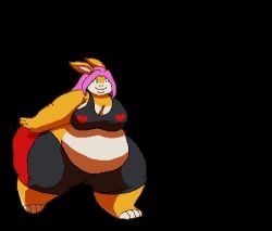 animated anthro bunny_girl chubby_female flipping furry huge_ass jiggly_(kazecat) kazecat obese_female sprite