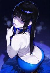 1girl aetera ai_generated ass ass_cleavage ass_crack ass_focus ass_window back back_focus back_view backless_dress backless_outfit bare_back bare_shoulders belly_chain big_ass big_butt big_hips black_hair blue_dress blue_eyes blue_hair blunt_bangs bubble_ass bubble_butt bullying butt butt_cleavage butt_crack butt_focus butt_window child_bearing_hips colored_inner_hair distel_(the_witchs_fabulous_cracker_show) evening_gown excessive_sweat fat_ass fat_butt female female_only finger_to_mouth from_above glitter_dress half-closed_eyes hip_focus horny_female huge_ass huge_butt inviting inviting_to_fuck inviting_to_sex jewelry juicy_ass juicy_butt large_ass large_butt long_hair looking_at_viewer looking_back makeup naughty naughty_face pale-skinned_female pale_skin playful plump_ass plump_butt presenting_ass presenting_back presenting_butt purple_fingernails purple_lips purple_lipstick purple_nails revealing_clothes seductive seductive_look sexy_female sexy_pose shaded_face simple_background steaming_body straight_hair sweat sweatdrop sweating sweaty_ass sweaty_back sweaty_body sweaty_butt teasing_viewer teasing_with_butt the_witchs_fabulous_cracker_show thick_lips waist waist_chain