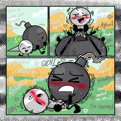 battle_for_dream_island bfdi bomby_(bfdi) fuzzy_fluffs grass_field holding naily_(bfdi) object_show object_shows outside_sex sex tagme tentacle tentacle_cock tentacle_dick tentacle_penis tentacle_sex the_power_of_two tpot