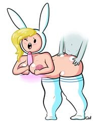 2boys adventure_time animal_ears areolae ass bent_over blonde_hair blush breasts bunny_ears chubby female fionna_the_human_girl hair handjob human inverted_nipples large_areolae large_breasts male marshall_lee multiple_boys nipples open_mouth paizuri penetration penis pink_skin plump prince_gumball puffy_nipples quackmeister sex socks straight thick_thighs thighhighs threesome vaginal_penetration