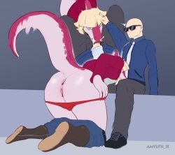 absurd_res amylith anthro anthro_penetrated anus artist_name athletic_female bald big_butt blonde_hair blue_clothing blue_eyes blue_jacket blue_topwear bodily_fluids bone_frill boots bottomwear bottomwear_down butt cavemanon_studios clothed clothed_anthro clothed_female clothed_human clothed_male clothed_sex clothing colored cum cum_in_mouth cum_inside cum_on_face cutaway denim denim_bottomwear denim_clothing dinosaur duo eyewear fellatio female female_penetrated fingers first_person_view footwear frill_(anatomy) genital_fluids genitals grey_bottomwear grey_clothing grey_pants hadrosaurid hair hand_on_head hi_res human human_on_anthro human_penetrating human_penetrating_anthro human_pov humanoid_genitalia humanoid_hands humanoid_vulva i_wani_hug_that_gator inco_(iwhtg) interspecies jacket jeans kneeling leaning leaning_forward light-skinned_male long_hair looking_at_viewer looking_up male male/female male_penetrating male_penetrating_female male_pov mammal mia_moretti motion_blur open_bottomwear open_clothing open_jacket open_pants open_topwear ornithischian ornithopod panties panties_down pants pants_down parasaurolophus partially_clothed penetration penis_in_mouth pink_body plantigrade prehistoric_species rear_view red_clothing red_jacket red_topwear reptile scalie sex shirt shoes sitting sunglasses tail text tongue tongue_around_penis tongue_out topwear underwear underwear_down vulva white_clothing white_shirt white_topwear