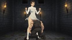 1boy 1girl ai ai_generated anissa anissa_(invincible) dominant_female domination dungeon female invincible invincible_(tv_series) kneeling male mistress oral pussy_licking viltrumite viltrumite_uniform