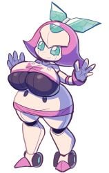 1girls ass ass_bigger_than_head big_ass big_breasts big_butt blue_eyes breasts flightpotato255 pink_hair robot robot_girl thicc thicc_ass thicc_breasts thicc_thighs thick thick_ass thick_breasts thick_butt thick_thighs white_background