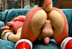 1futa ai_generated amy_rose anthro anus anus_focus ass ass_focus ballsack boots cock couch futa_only futanari hiding_face penis realistic realistic_fur solo sonic_(series) sonic_the_hedgehog_(series)