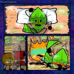 2boys 2girls 2girls2boys anthro battle_for_dream_island blue_tentacles coinpin coiny coiny_(bfdi) fireafy firey_(bfdi) fucked_from_behind fuzzy_fluffs leafy_(bfdi) object_show object_shows pillow pin_(bfdi) tentacle_penis vaginal_fingering vaginal_penetration vaginal_sex