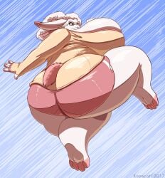 rabbit_girl kazecat attack overweight big_breasts action_lines thick_thighs huge_ass