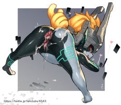 1girl after_anal after_vaginal anus arm_tattoo ass black_skin censored colored_sclera colored_skin commentary_request cum cum_in_ass cum_in_pussy from_behind gaping glowing glowing_tattoo heart helmet highres imp_midna jack-o'_challenge kawakami_rokkaku leg_tattoo long_hair long_pointy_ears looking_at_viewer looking_back midna mosaic_censoring multicolored_hair multicolored_skin nude orange_hair pointy_ears prehensile_hair presenting_own_body pussy shortstack smile solo spread_legs tattoo the_legend_of_zelda thighs top-down_bottom-up twilight_princess two-tone_skin white_skin yellow_sclera