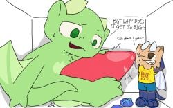2_horns 3_toes anthro big_penis blue_arms blue_bottomwear blue_clothing blue_feet blue_footwear blue_legs blue_pants blue_tail bodily_fluids bottomwear brown_eyes claws clothing dragon duo european_mythology feet footwear genital_fluids genitals green_arms green_body green_ears green_eyes green_feet green_legs green_tail hands_behind_head head_horn horn huge_penis hyper hyper_genitalia hyper_penis japanese_text light_horn light_wings macro male monotone_horn multicolored_body mythological_creature mythological_scalie mythology nomani_(nomani_int32) nomani_int32 nude pants penis penis_on_face pink_penis plantigrade precum precum_on_face scalie shirt size_difference smile smooth_horn speech_marker standing tail tapering_penis text toes topwear tremble_spikes wasabi_(nomani_int32) western_dragon wing_claws wings wyvern yellow_clothing yellow_ears yellow_head yellow_shirt yellow_topwear