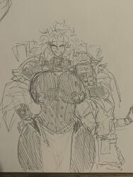 1boy 1girls adepta_sororitas armored_female big_breasts breasts female height_difference humble_shark kazuyuki kosuke_(humble_shark) male married_couple married_female married_male married_woman oc sister_of_battle thick_thighs warhammer_40k