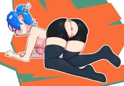 1girls anus ass bichrom breasts female octoling pussy shiver_(splatoon) splatoon tagme topless torn_clothes
