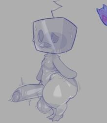 1boy big_ass chubby chubby_anthro chubby_male eiscue fat_ass gaizo hyper hyper_penis monochrome nintendo pokemon pokemon_(species) small_but_hung solo solo_male tagme