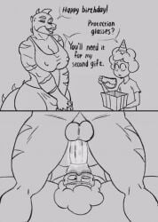 anthro balls big_breasts big_penis breasts claws clothing dickgirl dinosaur erection furry futanari intersex kostos_art mohawk penis raptor reptile scalie busty busty_futa 1futa 1boy futa_on_male gift gift_box gif animated 2d 2d_animation loop looping_animation birthday birthday_sex birthday_gift bulge bulge_through_clothing smiling futadom malesub fellatio irrumatio oral oral_sex oral_penetration blowjob deepthroat face_fucking sword_swallowing_position throat_fuck throat_penetration balls_deep balls_slapping_face testicles big_testicles duo original_character text dialogue larger_futa submissive_male dominant_futa athletic athletic_futa muscular_futa glasses throat_abuse oral_rape nipples_visible_through_clothing anus blush blushing_male all_the_way_to_the_base interspecies