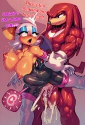 gigiti ai_generated trogiai rouge_the_bat knuckles_the_echidna sonic_(series) sonic_the_hedgehog_(series) sega big_breasts large_breasts short_hair female male male/female 1girls 1boy thick_thighs color hi_res bare_shoulders bare_arms bare_thighs bare_legs abs muscular muscular_male muscles text english_text blush clothing clothed sex penetration penile_penetration penis_in_pussy male_penetrating vaginal_penetration big_penis pleasure_face looking_pleasured pussy pussy_juice nipples orgasm orgasm_face cum cum_inside cumming cum_in_pussy impregnation stomach_bulge massive_penis huge_cock balls big_balls bat