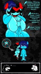 aqua_(deltarune) blue_skin cheek_kiss deltarune deltarune_chapter_5 full_nelson full_of_cum impregnation kris_(deltarune) ralsei ralsei_with_white_fur shocked skelehearts skeletonhearts susie_(deltarune) sweatdrop
