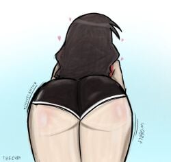 ass short_shorts shorts ass_focus shaking shaking_ass brown_hair long_hair yukari_tanizaki azumanga_daiou 1girls solo solo_female female_only female rear_view magyaryukarian