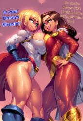 1girls 2girls abs ai_generated bare_legs bare_thighs big_breasts blonde_hair blue_eyes breast_press breasts_press brown_eyes brown_hair clothed clothing color dc dc_comics english_text female female_focus female_only fit_female genderswap genderswap_(mtf) gigiti hi_res large_breasts light-skinned_female light_skin long_hair looking_at_another muscles muscular muscular_female power_girl rule_63 shazam shazam_(series) short_hair solo_female superheroine superman_(series) text thick_thighs trogiai