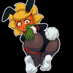 solar_flare_(pvz) legs ass boobs breasts ass_focus bunnysuit socks sockings pvz pvz_heroes pvz_2 pvz_3 green_skin orange_face black_eyes