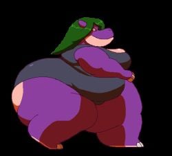 bertha_(kazecat) kazecat animated walking huge_ass hippopotamid solo_female sprite