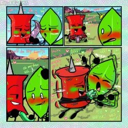 2girls battle_for_dream_island dildo dildo_in_vagina dildo_penetration fuzzy_fluffs hand_on_dildo leafy_(bfdi) lesbian_sex looking_at_penis object_show object_shows pegging pin_(bfdi) saliva saliva_on_penis saliva_on_tongue strap-on strapon tentacle tentacle_dildo yuri