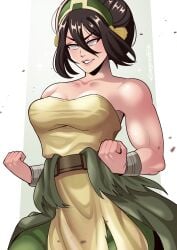 1girls avatar_the_last_airbender black_hair clothing dangerousbride female female_only fit fit_female grin hairband nickelodeon smile solo the_legend_of_aang tied_hair toned toned_female toph_bei_fong very_high_resolution