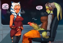 2d 2girls ahsoka_tano ai_assisted ai_generated aisouls alien alien_girl blue_eyes breasts caption clothes_pull cock comic covered_nipples dark-skinned_female dark_skin dialogue dick dickgirl dress_lift english english_text erect_nipples erect_penis erection female futa futa_on_female futa_with_female futanari goggles goggles_on_head green_body green_eyes green_skin hand_on_penis hera_syndulla huge_cock huge_penis jerking jerking_off jerkingoff large_penis lesbian masturbating masturbation nipples pants_pull patreon_logo patreon_username penis penis_grab presenting presenting_pussy self_upload star_wars tentacle text yuri