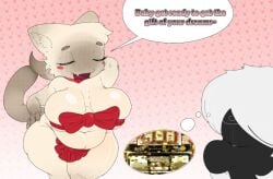 jaidee_(vortexart505) gaizo valentine's_day chubby chubby_female chubby_anthro rosy_cheeks red_cheeks big_belly big_breasts large_breasts fat_ass fat ribbons ribbon 1girls 1boy male female straight couple couple_(romantic) funny tagme
