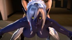 3d animated bent_over breasts dark-skinned_female dark_elf dark_skin doggy_style elf elf_female fallen_throne glowing_eyes humanoid maid male_human/female_elf no_sound queen_nualia secazz sex tagme thighhighs video