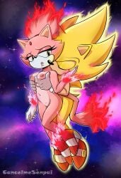 cancelmesenpai sonic_the_hedgehog_(series) sonic_the_hedgehog blaze_the_cat burning_blaze super_sonic yellow_eyes pink_body shoes yellow_body gold_body aura fire visual_effects nebula space space_background galaxy stars from_behind from_behind_position groping groping_breasts groping_from_behind breasts breasts_out breast_grab small_breasts partially_clothed gloves moaning moaning_in_pleasure passionate neck_kissing neck_kiss eyes_closed flying flying_sex spoon_position spooning standing_position teenager teenage_girl teenage_female teenage_male female male hetero