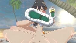 1boy 1girls 3d alternate_costume animated barefoot beach beach_towel belle_(summer_skies)_(zenless_zone_zero) belle_(zenless_zone_zero) blue_hair blush can clothed_female_nude_male clothing cum cum_on_feet cum_on_soles feet feet_focus green_eyes gs_mel_(gs_melon) hat hoyoverse light-skinned_female light-skinned_male light_skin mihoyo nose_blush official_alternate_costume opennsfwsp outdoors penis pov pov_feet sand sandaljob sandals shoe shoe_fetish shoejob sky soles sound tagme video zenless_zone_zero
