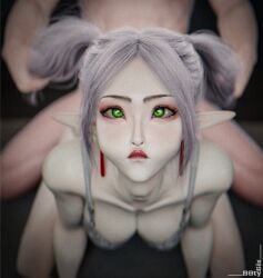 aelion_draws b8ty6ix frieren frieren_beyond_journey's_end front-tie_top front_view rolling_eyes