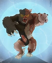 1boy armpits bear big_penis boarred erection eye_contact feet fur furry glowing_eyes hooves hybrid looking_at_viewer male male_only mammal manbearpig monster muscular muscular_male nude park penis pig porcine precum solo south_park text watermark yellow_eyes