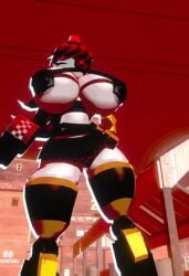 3d cameltoe cheeseboi hanging_breasts huge_breasts mimi_sentry pussy sharp_teeth tagme thick_thighs video
